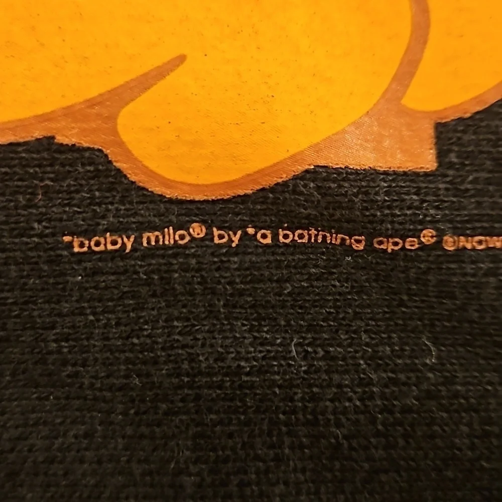 A BATHING APE BAPE Hoodie Sweatshirt ~ Black with Baby Milo Graphic Small